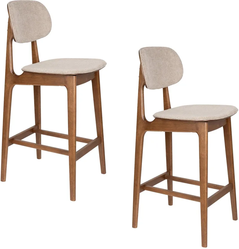 Marais Barkrukken 68,5 cm Walnoot kleur / Beige - Set van 2 de Dutchbone en Bruin – photo du produit