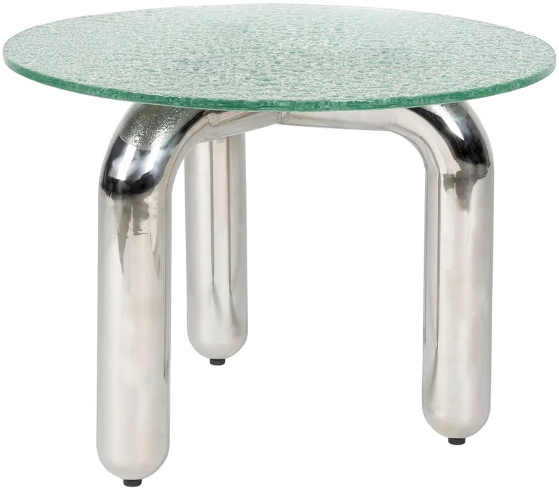 Marly Bijzettafel Rond 60 cm Glas/Chroom von Dutchbone in Zilver – Produktfoto