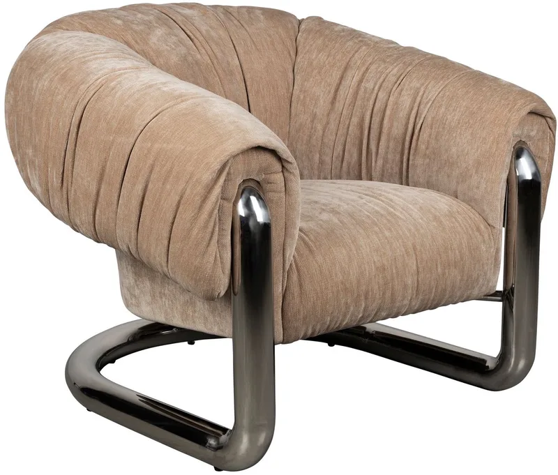 Marly Fauteuil Bruin/Chroom van Dutchbone in Zilver – productfoto
