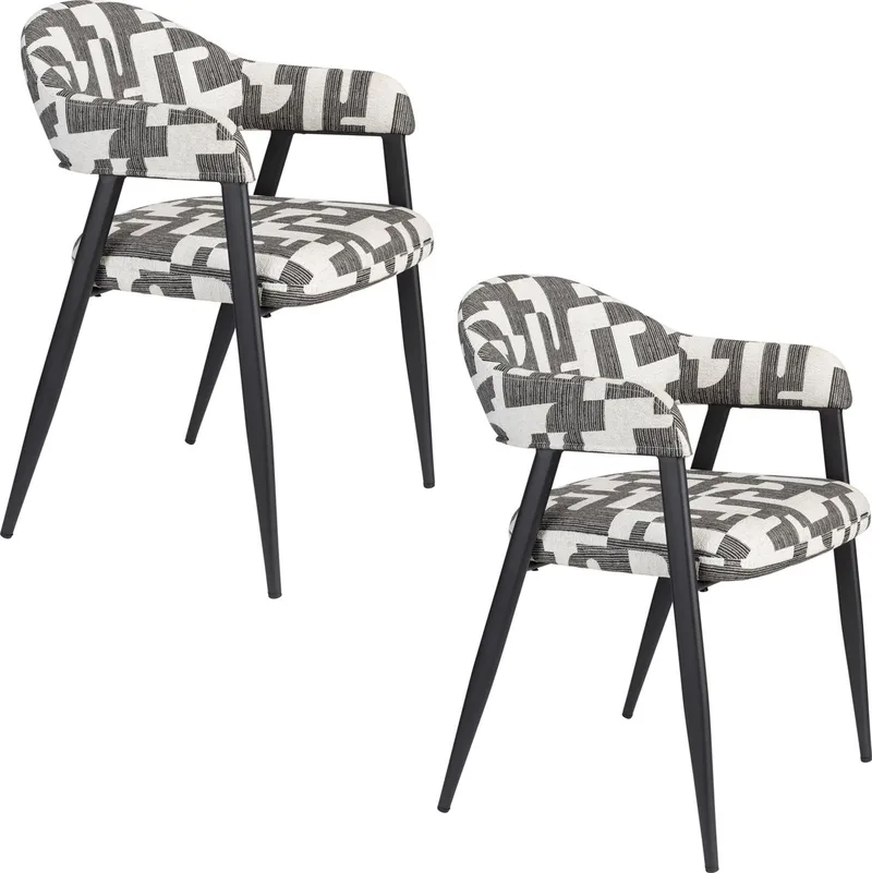 Miyo Eetkamerstoelen Donkergrijs - Set van 2 van Dutchbone in Zwart – productfoto