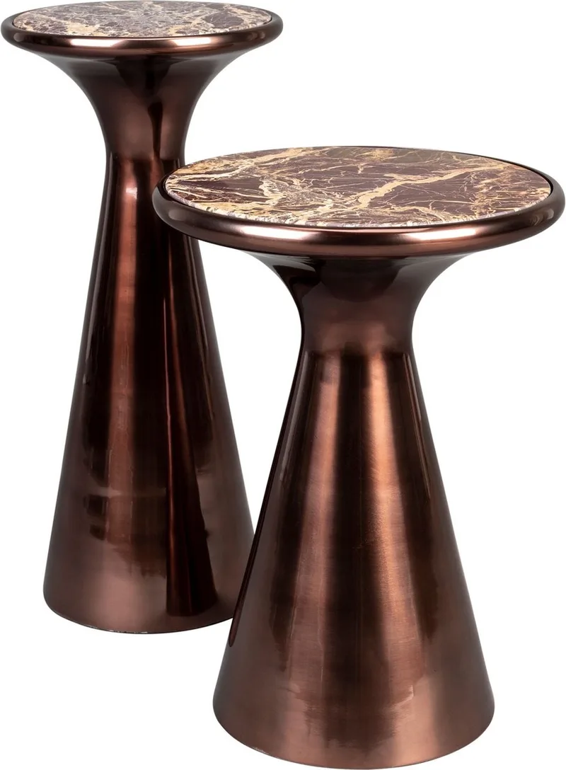 Mount Bijzettafel Rond 32,5x32,5 cm Marmer Bruin van Dutchbone in Zwart – productfoto