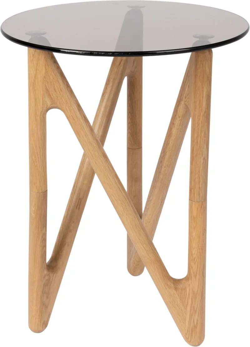 Naia Bijzettafel Rond 40 cm Hout Natural von Dutchbone in Transparant – Produktfoto
