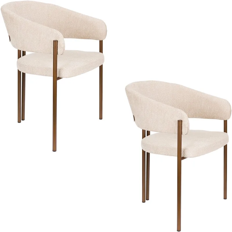 Naida Eetkamerstoelen Armleuning - Set van 2 von Dutchbone in Beige – Produktfoto