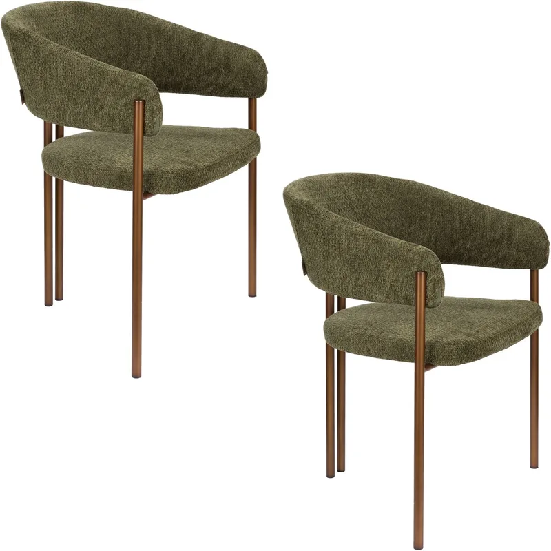 Naida Eetkamerstoelen Armleuning - Set van 2 de Dutchbone en Groen – photo du produit