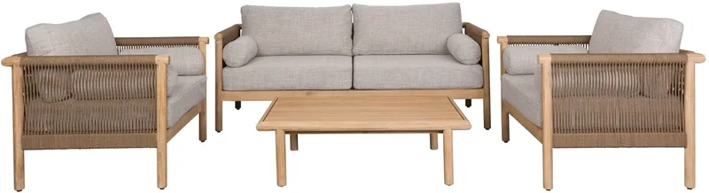 Oasis Tuinset Bank, Salontafel + 2x Fauteuil/ Loungestoel van Dutchbone in Beige – productfoto