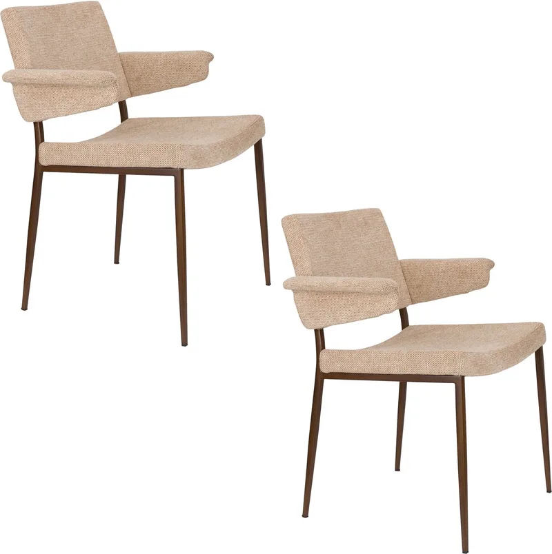Portland Eetkamerstoelen Armleuning - Set van 2 van Dutchbone in Beige – productfoto