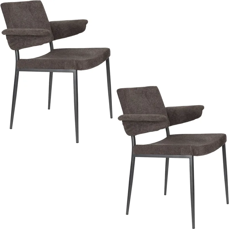 Portland Eetkamerstoelen Armleuning - Set van 2 van Dutchbone in Grijs – productfoto