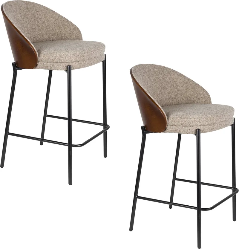 Rodin Barkrukken rugleuning 65 cm - Set van 2 de Dutchbone en Beige – photo du produit