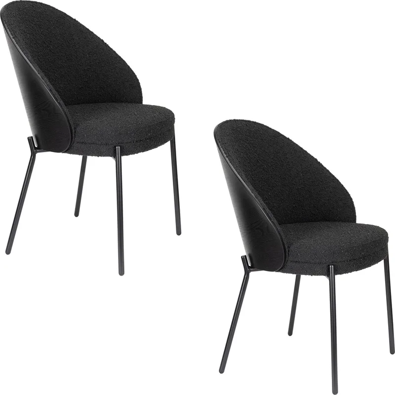 Rodin Eetkamerstoelen Zwart - Set van 2 de Dutchbone en Beige – photo du produit