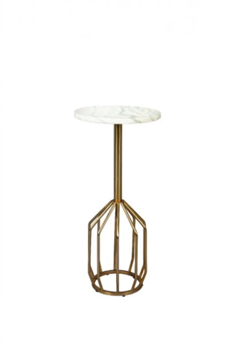 Salerno Bijzettafel Rond 25 cm Marmer de Dutchbone en Goud – photo du produit