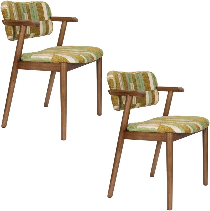 Sara Eetkamerstoelen - Set van 2 von Dutchbone in Groen – Produktfoto