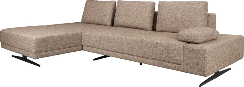 Shelly 3-zitsbank Links Chaise Longue Beige van Dutchbone in Bruin – Links – productfoto
