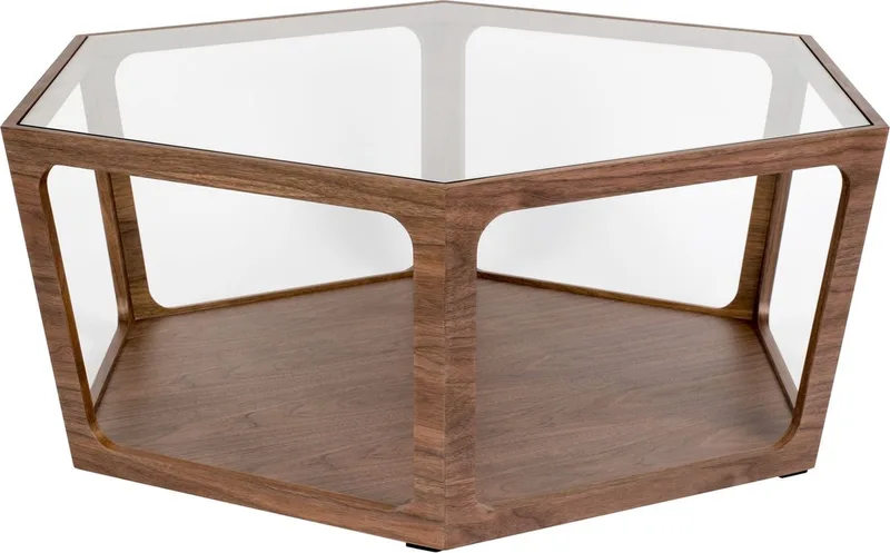Sita Salontafel Zeshoekig Glas/ Hout van Dutchbone in Bruin – productfoto
