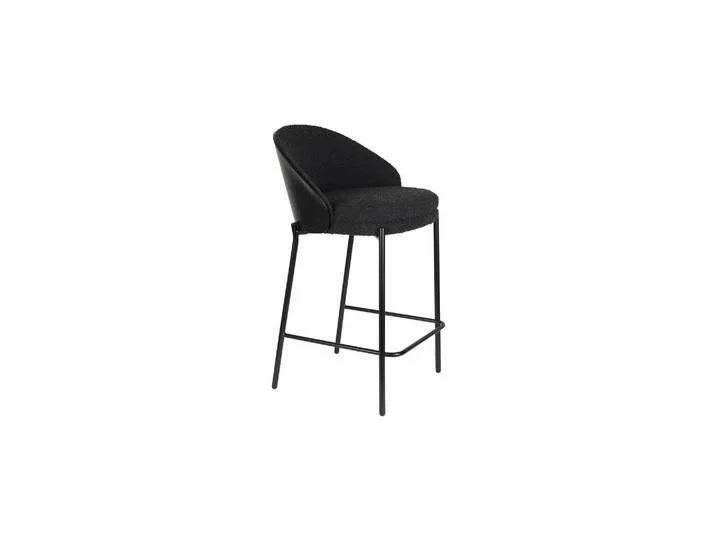 Tabouret de bar en bouclé noir Rodin van Dutchbone – productfoto