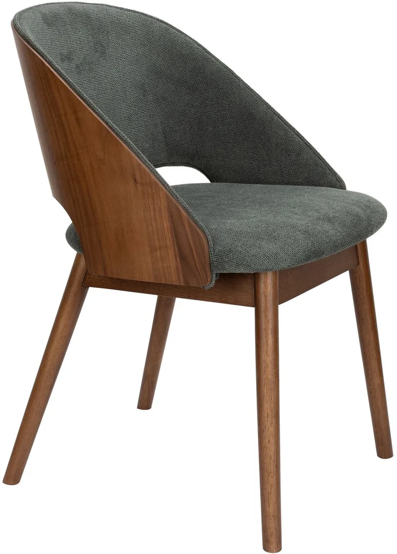 Velore Eetkamerstoel Walnoot van Dutchbone in Groen – productfoto