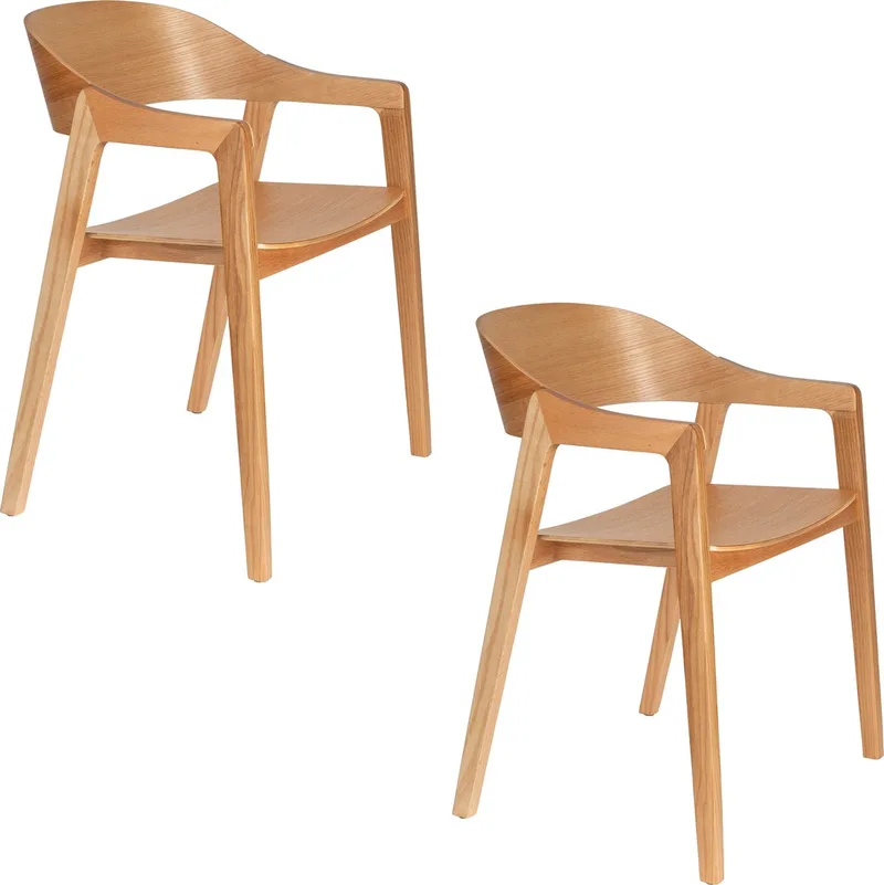 Westlake Eetkamerstoelen Armleuning - Set van 2 van Dutchbone in Naturel – productfoto