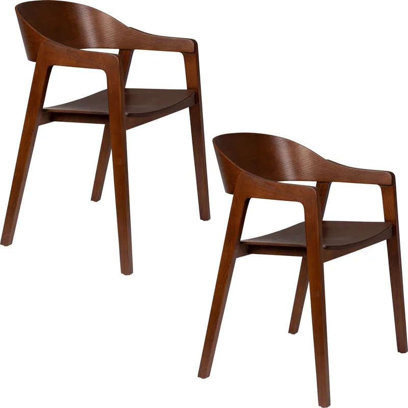 Westlake Eetkamerstoelen Armleuning Walnoot - Set van 2 by Dutchbone in Bruin – product photo