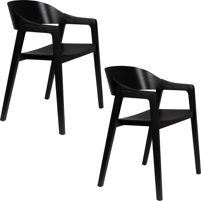 Westlake Eetkamerstoelen Armleuning Zwart - Set van 2 van Dutchbone in Bruin – productfoto