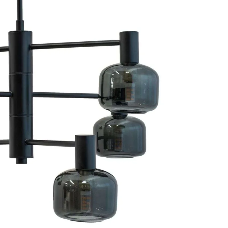 Arp 6 kroonluchter, zwart/rookkleurig, 6-lamps - Dyberg Larsen - Woonkamer - Scandinavisch - Metaal - Meerdere lampen by Dyberg Larsen – product photo