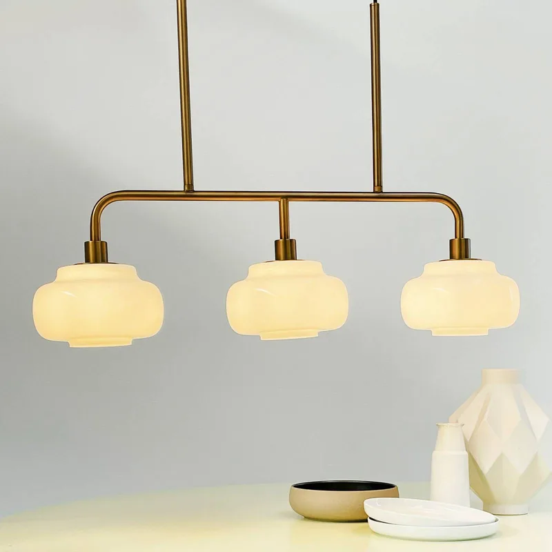 hanglamp Ossett, bronskleurig, lengte 80 cm van Dyberg Larsen in Brons, opaal – productfoto
