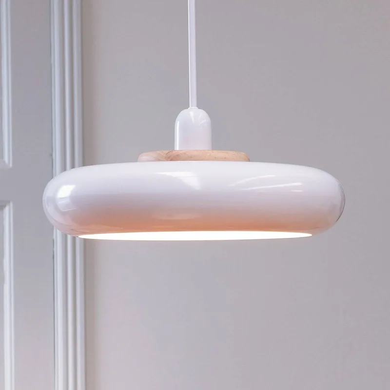 hanglamp Planet, wit, Ø 40 cm, metaal van Dyberg Larsen in Wit, lichtbruin – productfoto