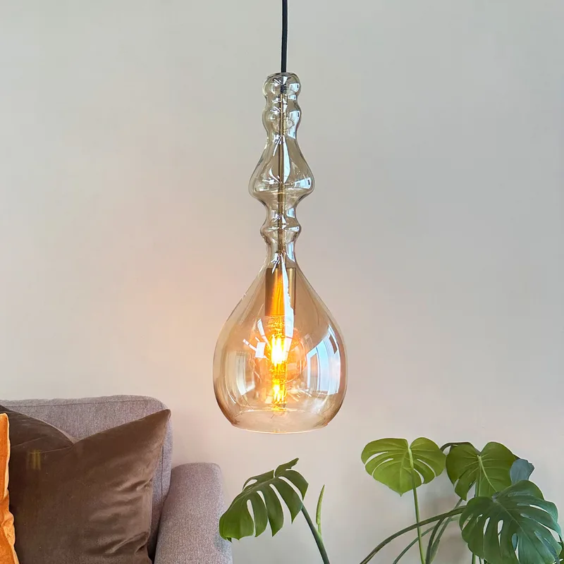 Lea hanglamp Amber - Dyberg Larsen - Woonkamer - Designer - Glas - Met lampenkap von Dyberg Larsen – Produktfoto