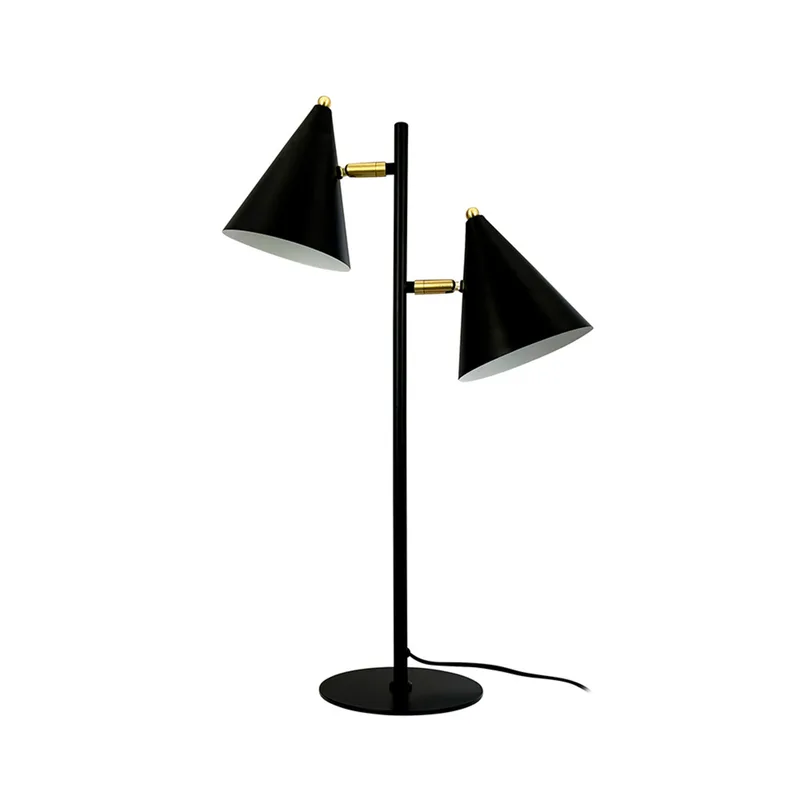 Rouen tafellamp, zwart, 2-lamps. Hoogte 64 cm - Dyberg Larsen - Woonkamer - Scandinavisch - Metaal - Meerdere lampen by Dyberg Larsen – product photo
