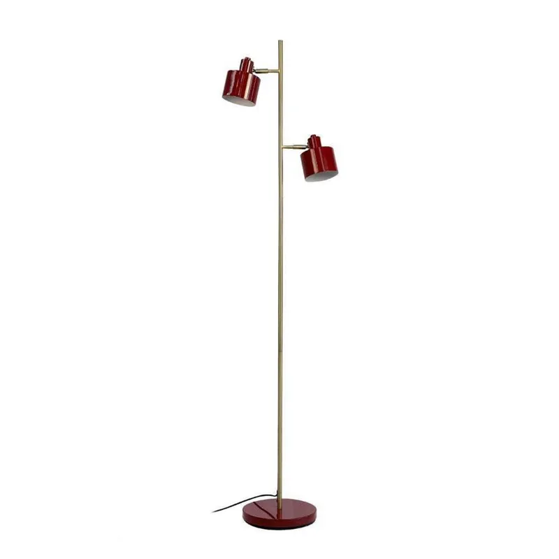 vloerlamp Ocean, donkerrood, 160 cm, 2-lamps by Dyberg Larsen in Donkerrood, messing – product photo