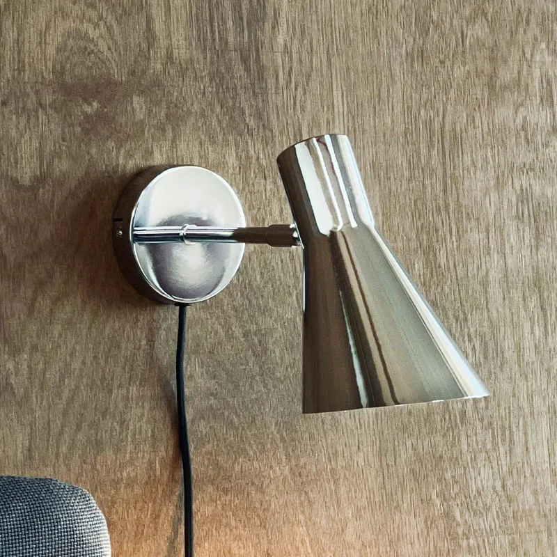 wandlamp DL12, kabel, E27, metaal de Dyberg Larsen en Chroom – photo du produit