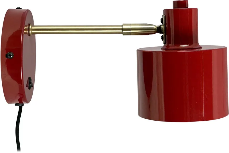 Wandlamp donkerrood/messing metaal H11,5 cm D11,5 cm Ocean van Dyberg Larsen in Dark red/ Brass – productfoto