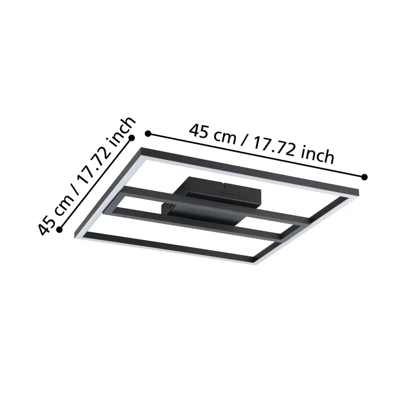 Calagrano-Z plafondlamp 45cm x 45cm van EGLO connect in Zwart, Wit – productfoto 4 van 5