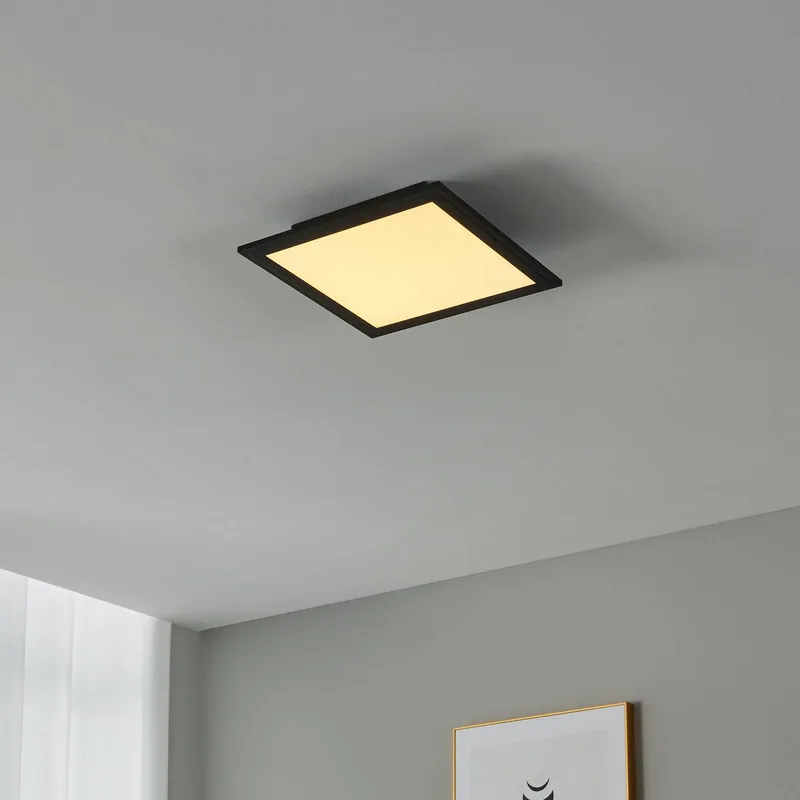 CCT plafondlamp 30x30cm zwart de EGLO connect en Noir, Opaal – photo du produit 2 sur 4