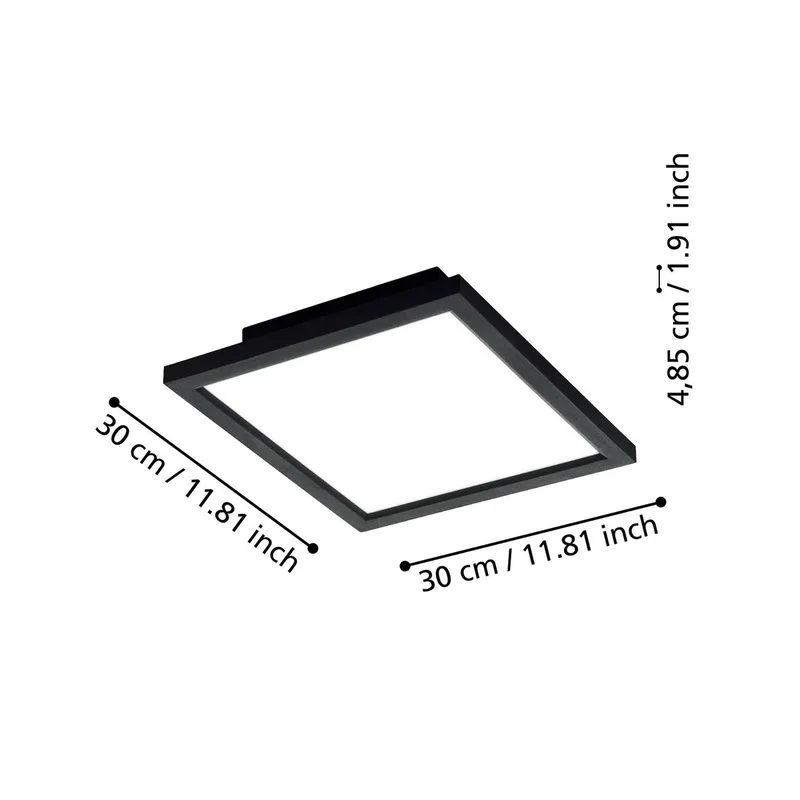 CCT plafondlamp 30x30cm zwart de EGLO connect en Noir, Opaal – photo du produit 4 sur 4