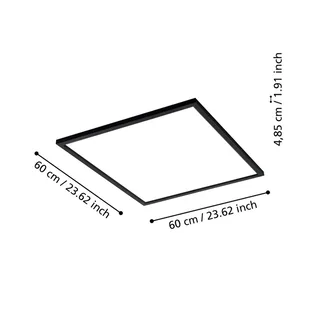 CCT plafondlamp 59,5x59,5cm zwart van EGLO connect in Zwart, Opaal – productfoto 4 van 5