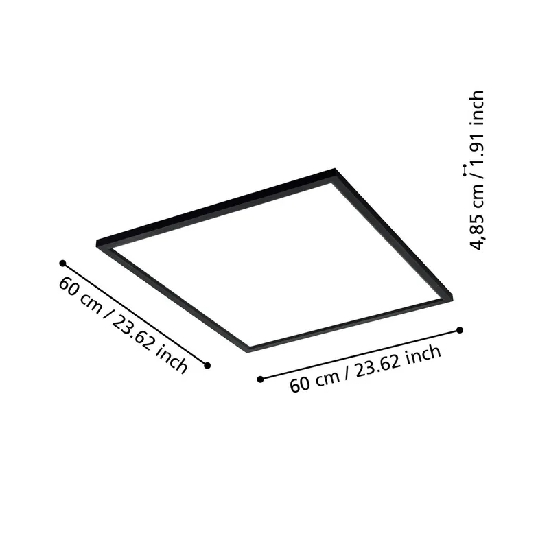 CCT plafondlamp 59,5x59,5cm zwart van EGLO connect in Zwart, Opaal – productfoto 4 van 5