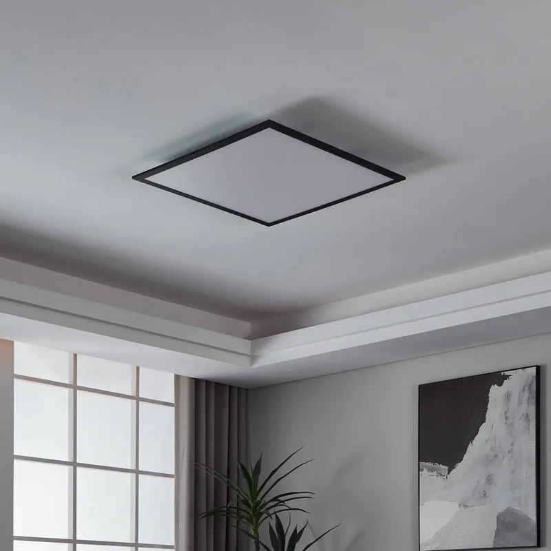 CCT plafondlamp 59,5x59,5cm zwart van EGLO connect in Zwart, Opaal – productfoto 3 van 5