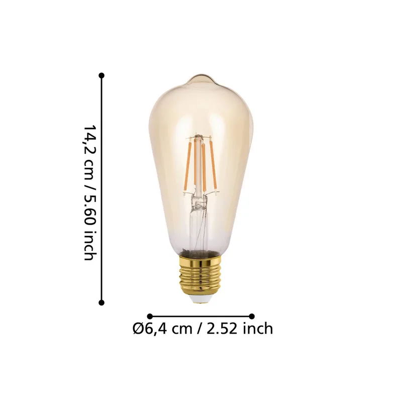 E27 ST64 lampe 5,5W 500 lumen 2200K fra EGLO connect i Amber – produktbillede 2 af 2