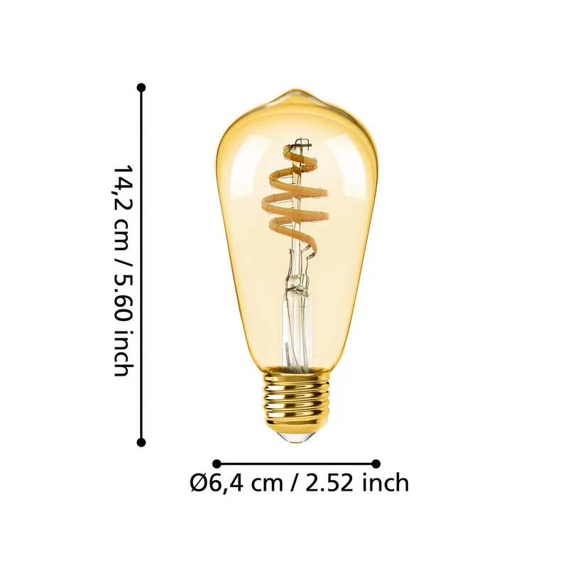 E27 ST64 LED lamp 5,5W 400lm CCT by EGLO connect in Amber – product photo 2 of 5