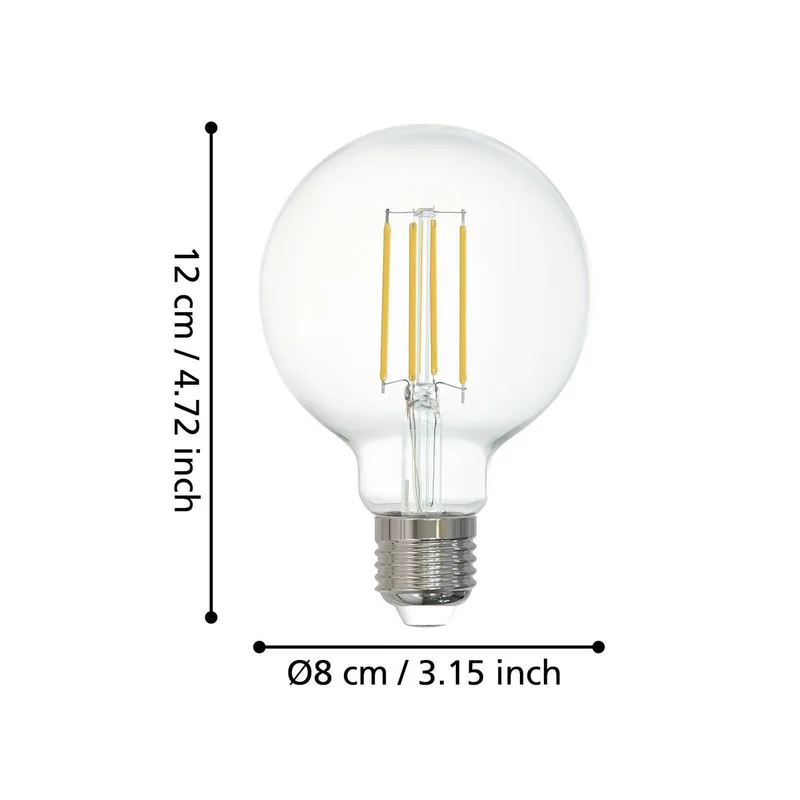 EGLO connect-z E27 G80 LED bol 6W 806lm 2700K van EGLO connect in Helder – productfoto 3 van 5