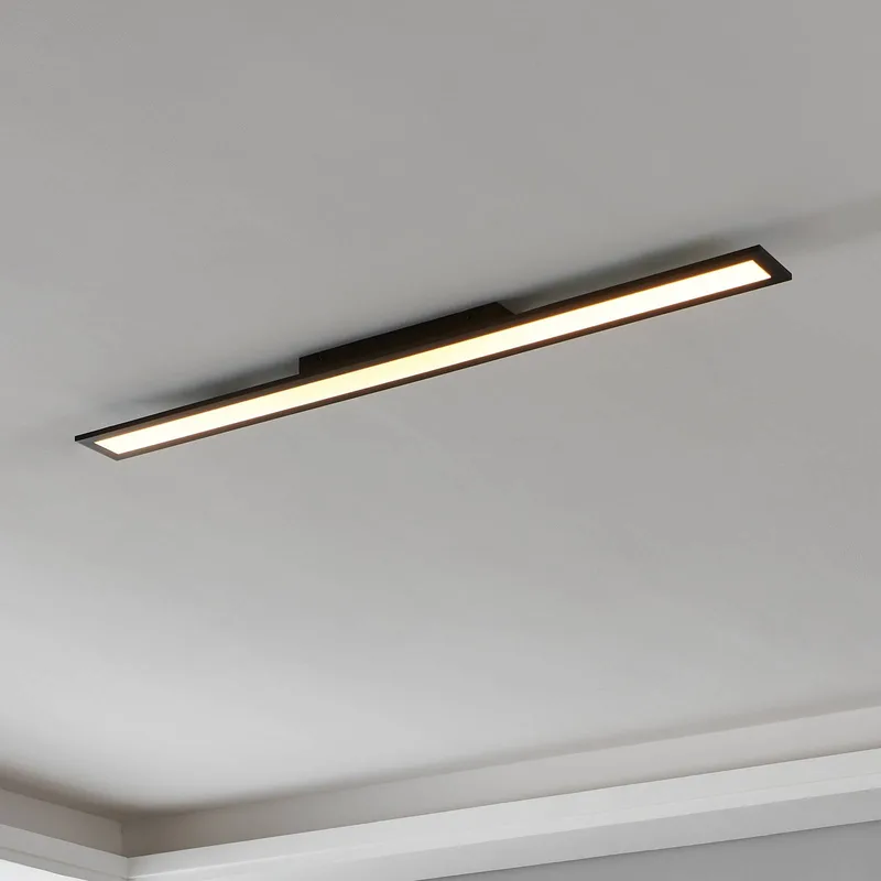 EGLO connect-z LED plafondlamp, 120x10cm, zwart by EGLO connect in Black, Opaal – product photo