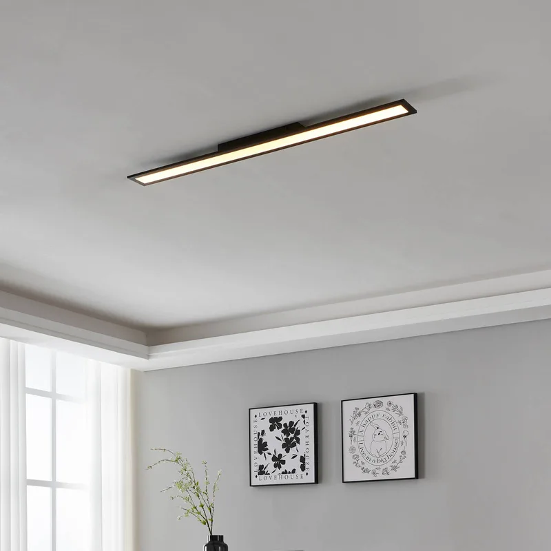 EGLO connect-z LED plafondlamp, 120x10cm, zwart by EGLO connect in Black, Opaal – product photo 2 of 4