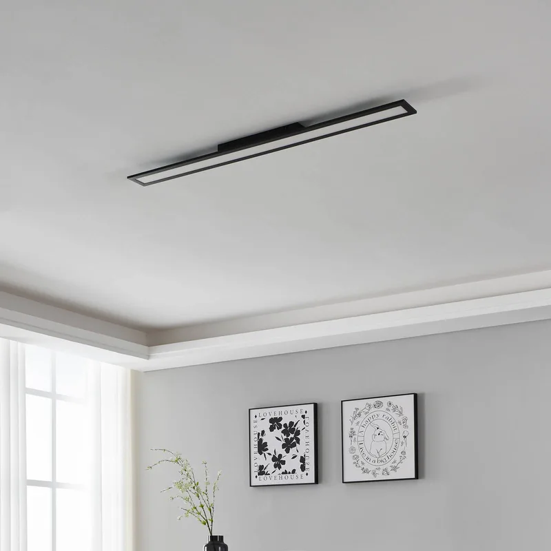 EGLO connect-z LED plafondlamp, 120x10cm, zwart by EGLO connect in Black, Opaal – product photo 3 of 4