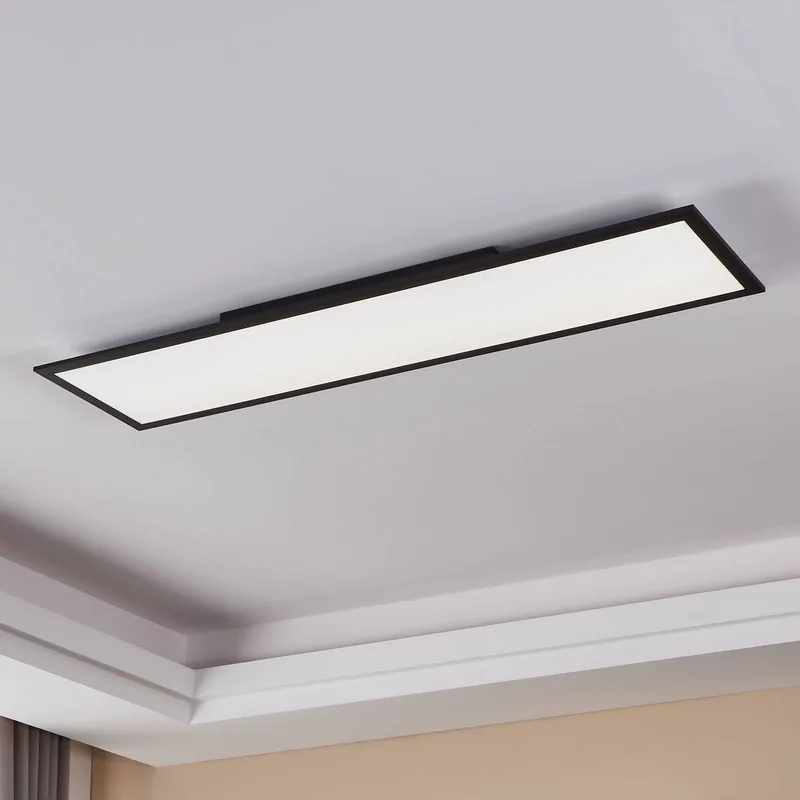EGLO connect-z LED plafondlamp, 120x30cm, zwart by EGLO connect in Black, Opaal – product photo