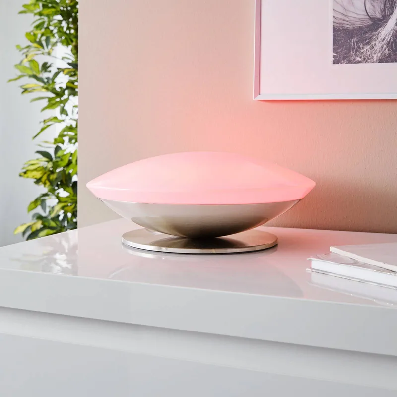 Frattina-C LED tafellamp de EGLO connect en Blanc, Mat nikkel – photo du produit 2 sur 2