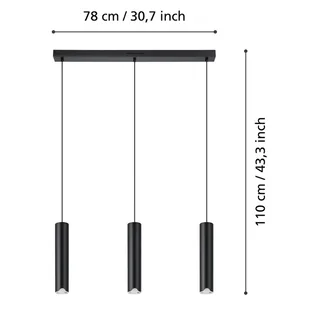 LED hanglamp Balamorta-Z, 3-lamps by EGLO connect in Black – product photo 4 of 5