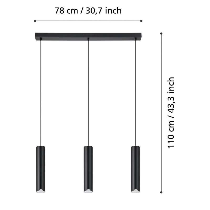 LED hanglamp Balamorta-Z, 3-lamps by EGLO connect in Black – product photo 4 of 5
