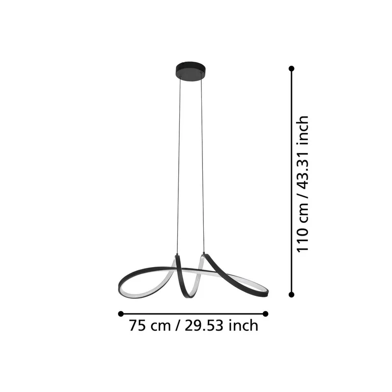 LED hanglamp Calarossa-Z, zwart, aluminium by EGLO connect in Black, White – product photo 4 of 5