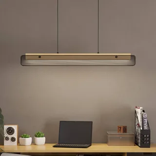 LED hanglamp Kokomo-Z, zwart, hout, staal från EGLO connect i Svart, Licht hout – produktbild 1 av 5