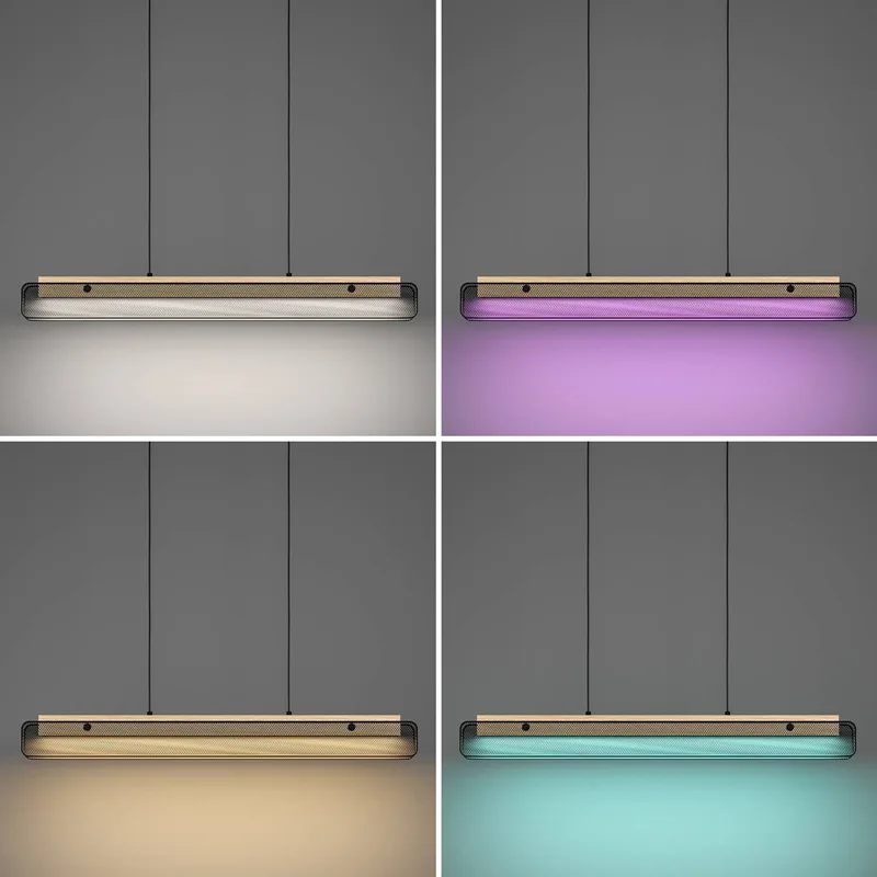LED hanglamp Kokomo-Z, zwart, hout, staal från EGLO connect i Svart, Licht hout – produktbild 5 av 5