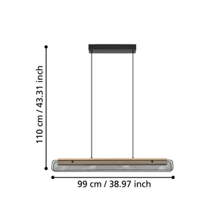 LED hanglamp Kokomo-Z, zwart, hout, staal från EGLO connect i Svart, Licht hout – produktbild 4 av 5